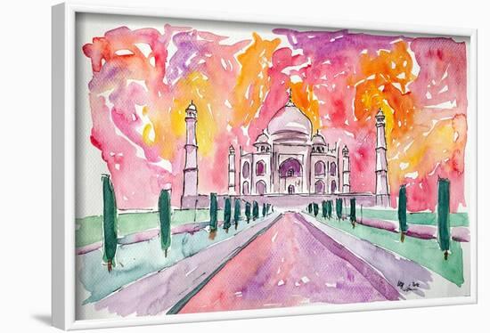 Taj Mahal - Colorful Crown Of The Palace And Love-Markus Bleichner-Framed Art Print