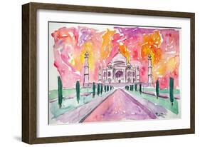 Taj Mahal - Colorful Crown Of The Palace And Love-Markus Bleichner-Framed Art Print