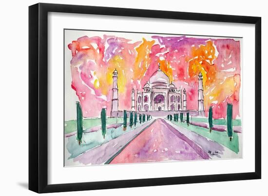 Taj Mahal - Colorful Crown Of The Palace And Love-Markus Bleichner-Framed Art Print