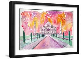 Taj Mahal - Colorful Crown Of The Palace And Love-Markus Bleichner-Framed Art Print