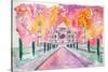 Taj Mahal - Colorful Crown Of The Palace And Love-Markus Bleichner-Stretched Canvas