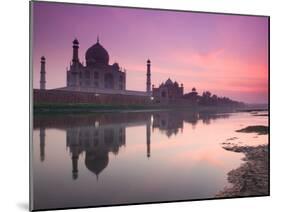 Taj Mahal From Along the Yamuna River at Dusk, India-Walter Bibikow-Mounted Premium Photographic Print