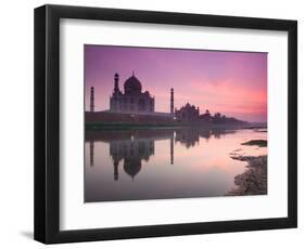 Taj Mahal From Along the Yamuna River at Dusk, India-Walter Bibikow-Framed Photographic Print