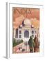 Taj Mahal, India - Lithograph Style-Lantern Press-Framed Art Print