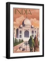 Taj Mahal, India - Lithograph Style-Lantern Press-Framed Art Print