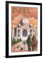 Taj Mahal, India - Lithograph Style-Lantern Press-Framed Art Print