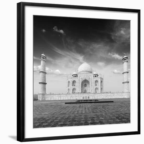 Taj Mahal. Indian Symbol - India Travel Background. Agra, India. Black and White Version-f9photos-Framed Photographic Print