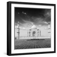 Taj Mahal. Indian Symbol - India Travel Background. Agra, India. Black and White Version-f9photos-Framed Photographic Print