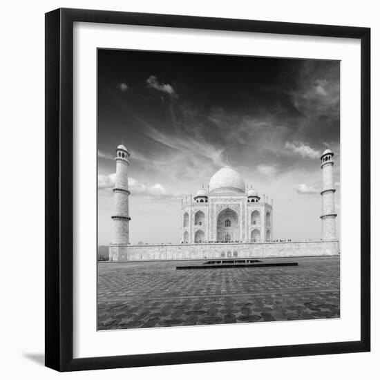 Taj Mahal. Indian Symbol - India Travel Background. Agra, India. Black and White Version-f9photos-Framed Photographic Print