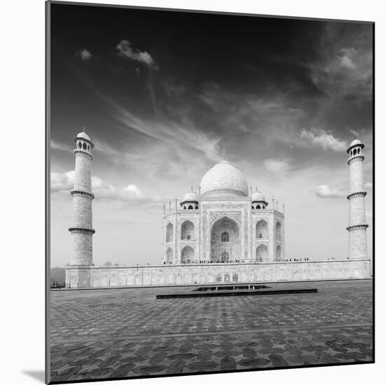 Taj Mahal. Indian Symbol - India Travel Background. Agra, India. Black and White Version-f9photos-Mounted Photographic Print