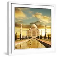 Taj Mahal Palace In India On Sunrise-Andrushko Galyna-Framed Art Print