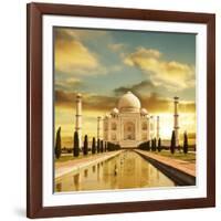 Taj Mahal Palace In India On Sunrise-Andrushko Galyna-Framed Art Print