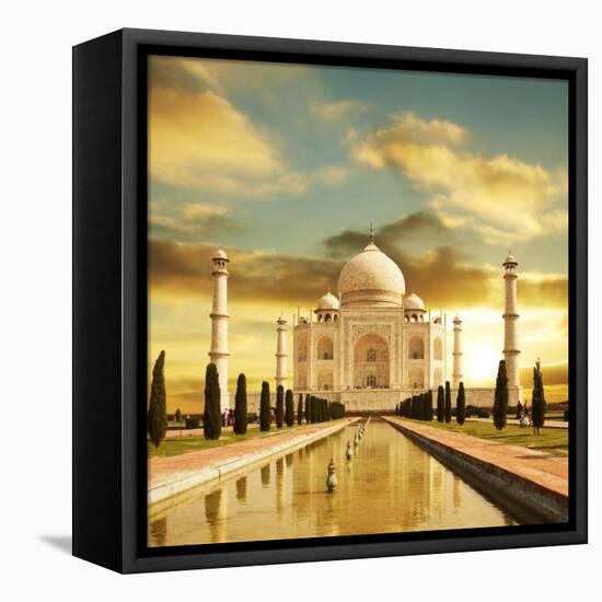 Taj Mahal Palace In India On Sunrise-Andrushko Galyna-Framed Stretched Canvas
