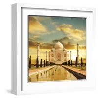 Taj Mahal Palace In India On Sunrise-Andrushko Galyna-Framed Art Print