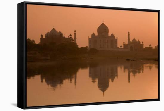 Taj Mahal Reflected in the Yamuna River at Sunset-Doug Pearson-Framed Stretched Canvas