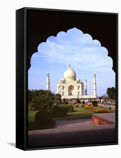 Taj Mahal Through Ornate Arch-Charles Bowman-Framed Stretched Canvas