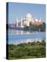 Taj Mahal, UNESCO World Heritage Site, across the Jumna (Yamuna) River, Agra, Uttar Pradesh State,-Gavin Hellier-Stretched Canvas