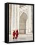 Taj Mahal, UNESCO World Heritage Site, Women in Colourful Saris, Agra, Uttar Pradesh State, India,-Gavin Hellier-Framed Stretched Canvas