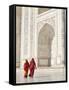 Taj Mahal, UNESCO World Heritage Site, Women in Colourful Saris, Agra, Uttar Pradesh State, India,-Gavin Hellier-Framed Stretched Canvas