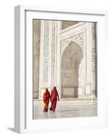 Taj Mahal, UNESCO World Heritage Site, Women in Colourful Saris, Agra, Uttar Pradesh State, India,-Gavin Hellier-Framed Photographic Print