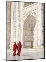 Taj Mahal, UNESCO World Heritage Site, Women in Colourful Saris, Agra, Uttar Pradesh State, India,-Gavin Hellier-Mounted Photographic Print