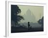 Taj Mahal with Woman and Child Silhouetted in Foreground at Dusk, Agra, Uttar Pradesh, India-David Beatty-Framed Photographic Print