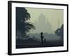 Taj Mahal with Woman and Child Silhouetted in Foreground at Dusk, Agra, Uttar Pradesh, India-David Beatty-Framed Photographic Print