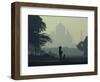 Taj Mahal with Woman and Child Silhouetted in Foreground at Dusk, Agra, Uttar Pradesh, India-David Beatty-Framed Photographic Print