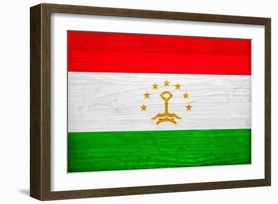 Tajikistan Flag Design with Wood Patterning - Flags of the World Series-Philippe Hugonnard-Framed Art Print