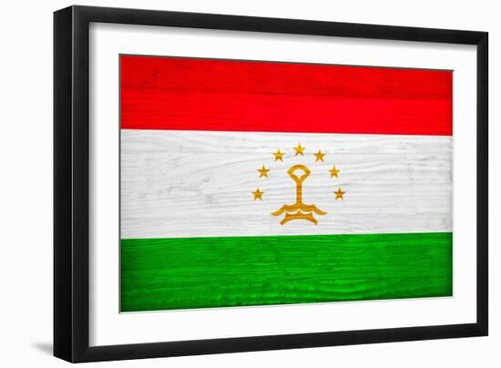 Tajikistan Flag Design with Wood Patterning - Flags of the World Series-Philippe Hugonnard-Framed Art Print