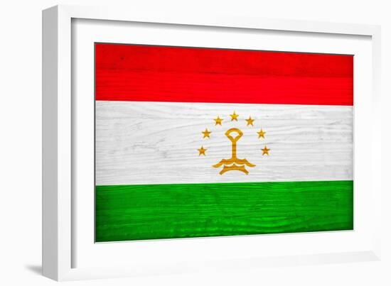 Tajikistan Flag Design with Wood Patterning - Flags of the World Series-Philippe Hugonnard-Framed Art Print