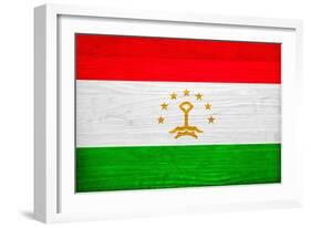 Tajikistan Flag Design with Wood Patterning - Flags of the World Series-Philippe Hugonnard-Framed Art Print