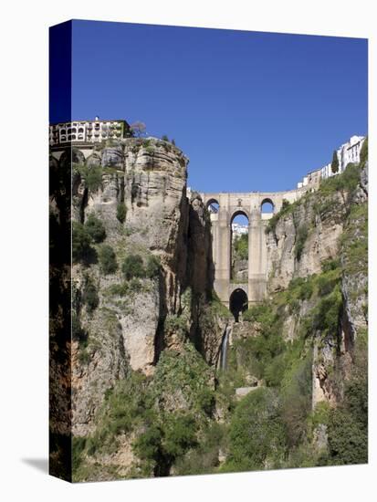 Tajo Gorge and New Bridge, Ronda, Malaga Province, Andalucia, Spain, Europe-Jeremy Lightfoot-Stretched Canvas
