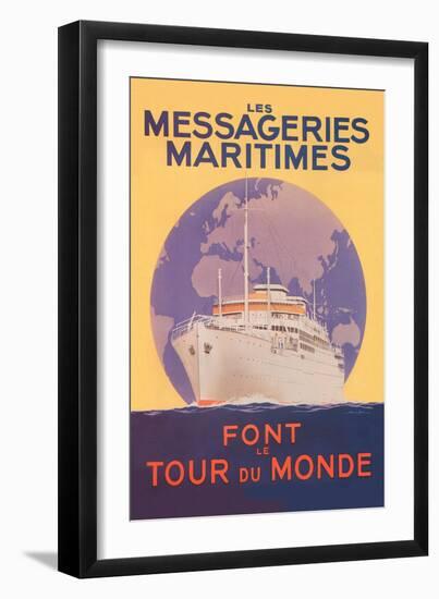 Take a Cruise Around the World with les Messageries Maritimes-Sandy Hook-Framed Art Print