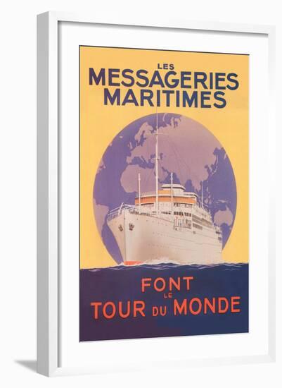 Take a Cruise Around the World with les Messageries Maritimes-Sandy Hook-Framed Art Print