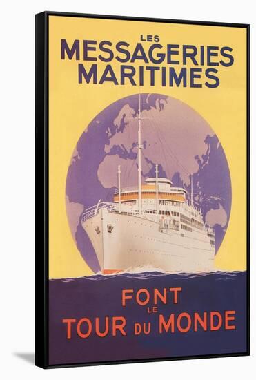 Take a Cruise Around the World with les Messageries Maritimes-Sandy Hook-Framed Stretched Canvas