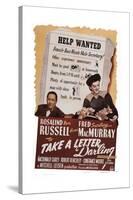 Take a Letter, Darling, from Left: Robert Benchley, Fred Macmurray, Rosalind Russell, 1942-null-Stretched Canvas