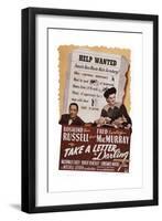 Take a Letter, Darling, from Left: Robert Benchley, Fred Macmurray, Rosalind Russell, 1942-null-Framed Art Print