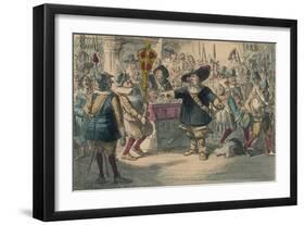 Take Away That Bauble: Cromwell Dissolving the Long Parliament, 1850-John Leech-Framed Giclee Print