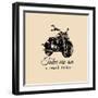 Take Me on a Road Trip Inspirational Poster. Vector Hand Drawn Motorcycle for MC Sign, Label Concep-Vlada Young-Framed Art Print