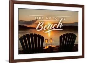 Take Me to the Beach - Sunset View - Sentiment-Lantern Press-Framed Art Print