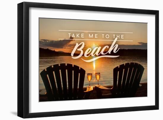 Take Me to the Beach - Sunset View - Sentiment-Lantern Press-Framed Art Print