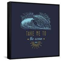 Take Me to the Ocean Vector Hand Lettering Motivational Quote Banner. Typographic Inspirational Cit-Vlada Young-Framed Stretched Canvas