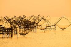 Thai Style Fishing Trap in Pak Pra Village, Net Fishing Thailand, Thailand Shrimp Fishing, Phatthal-Take Photo-Framed Photographic Print