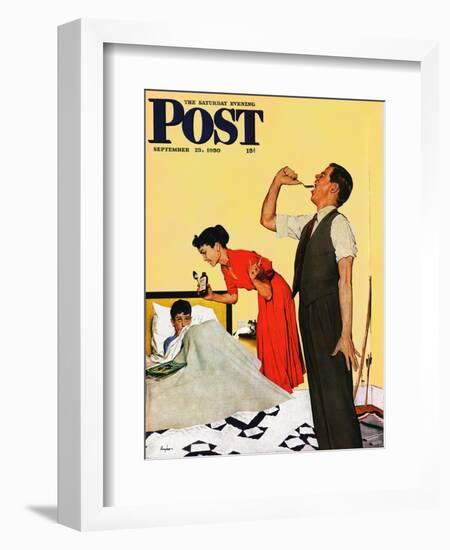 "Take Your Medicine" Saturday Evening Post Cover, September 23, 1950-George Hughes-Framed Giclee Print