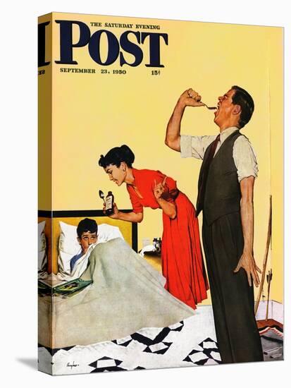 "Take Your Medicine" Saturday Evening Post Cover, September 23, 1950-George Hughes-Stretched Canvas