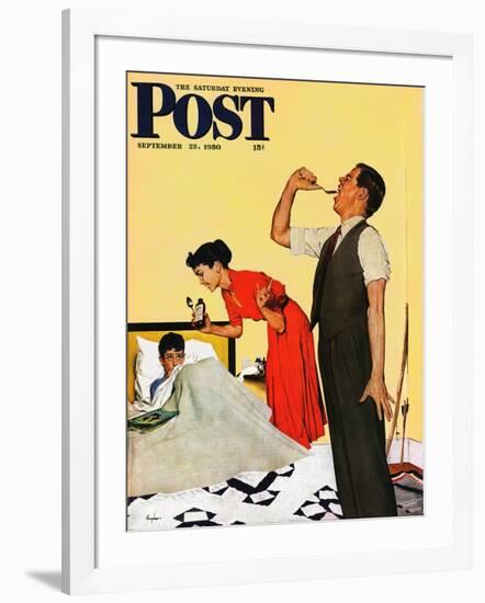 "Take Your Medicine" Saturday Evening Post Cover, September 23, 1950-George Hughes-Framed Giclee Print