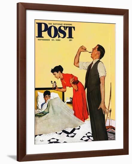 "Take Your Medicine" Saturday Evening Post Cover, September 23, 1950-George Hughes-Framed Giclee Print