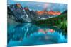 Taken at the Peak of Color during the Morning Sunrise at Moraine Lake in Banff National Park.-James Wheeler-Mounted Photographic Print