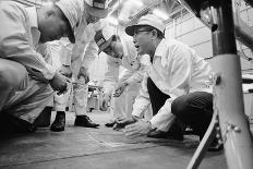 Founder of Honda, Soichura Honda Pointing to Car Race Model, Tokyo, Japan, 1967-Takeyoshi Tanuma-Photographic Print